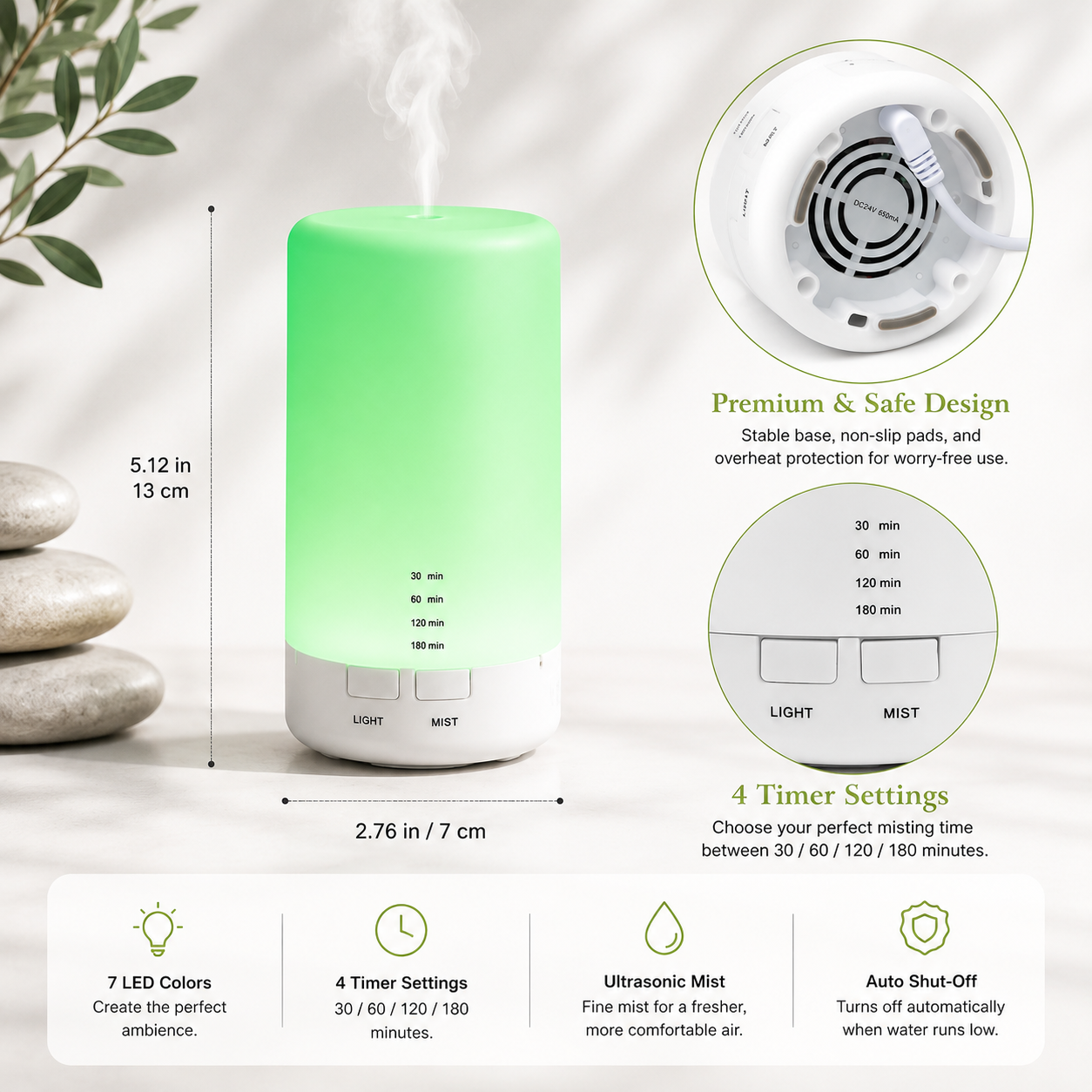 Norvela PureMist USB Aroma Diffuser & Ultrasonic Humidifier