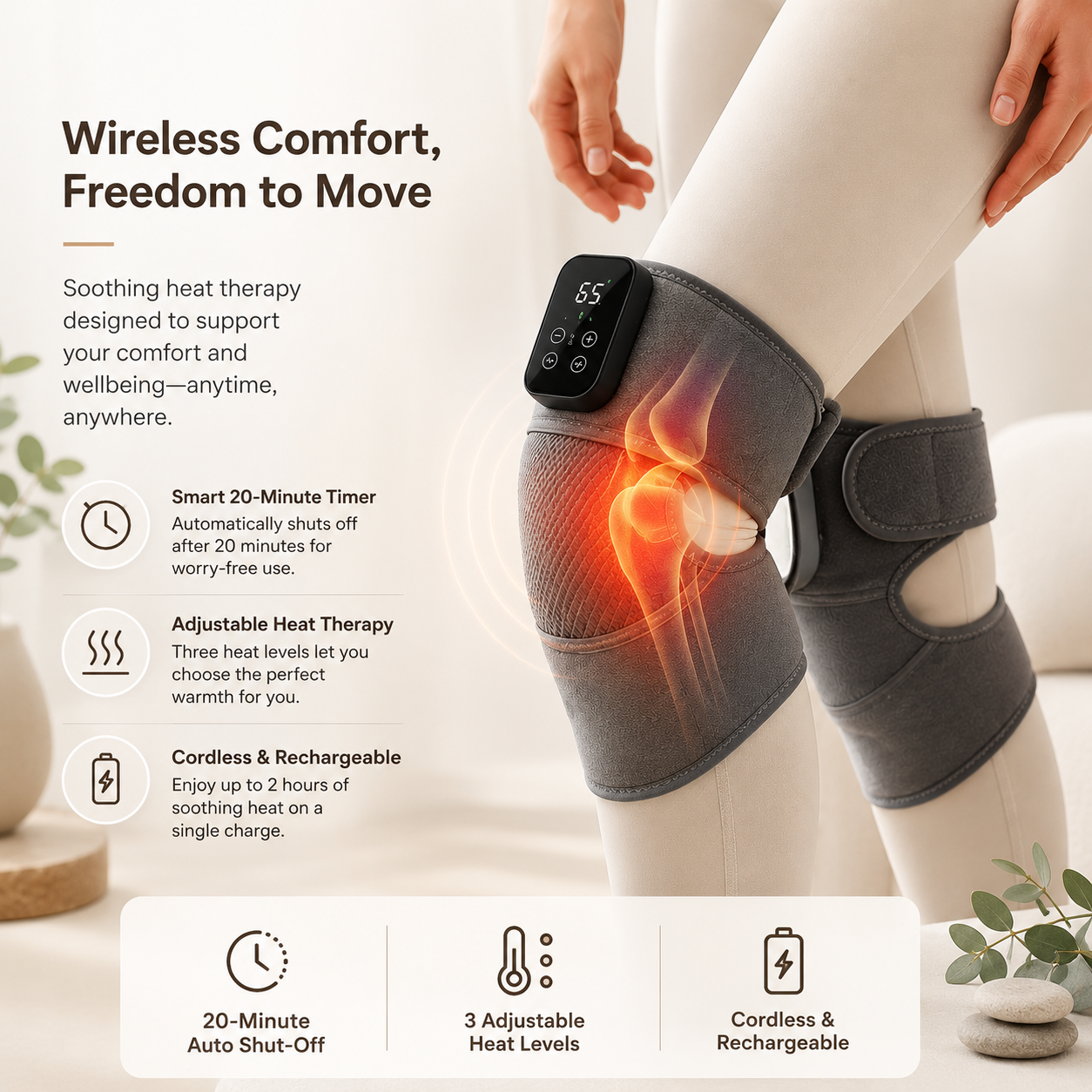 Norvela KneeComfort Wireless Heat Therapy Knee Pad