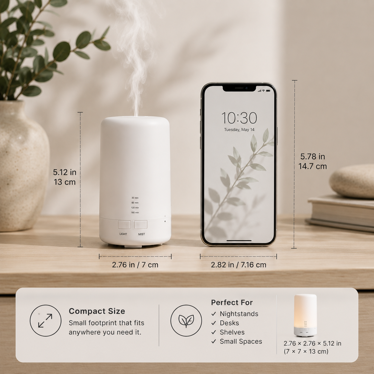 Norvela PureMist USB Aroma Diffuser & Ultrasonic Humidifier