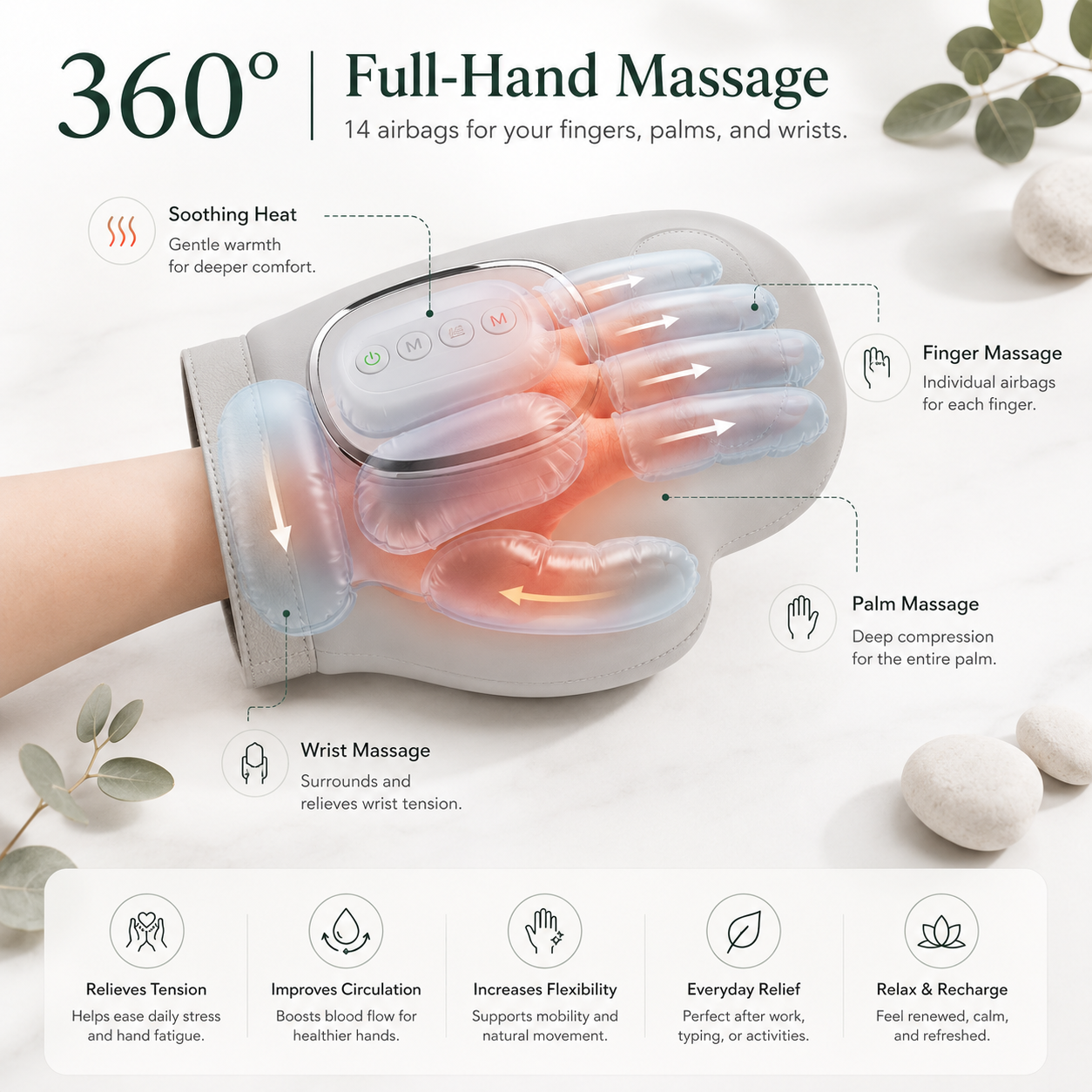 Norvela HandRelief Heated Compression Hand Massager