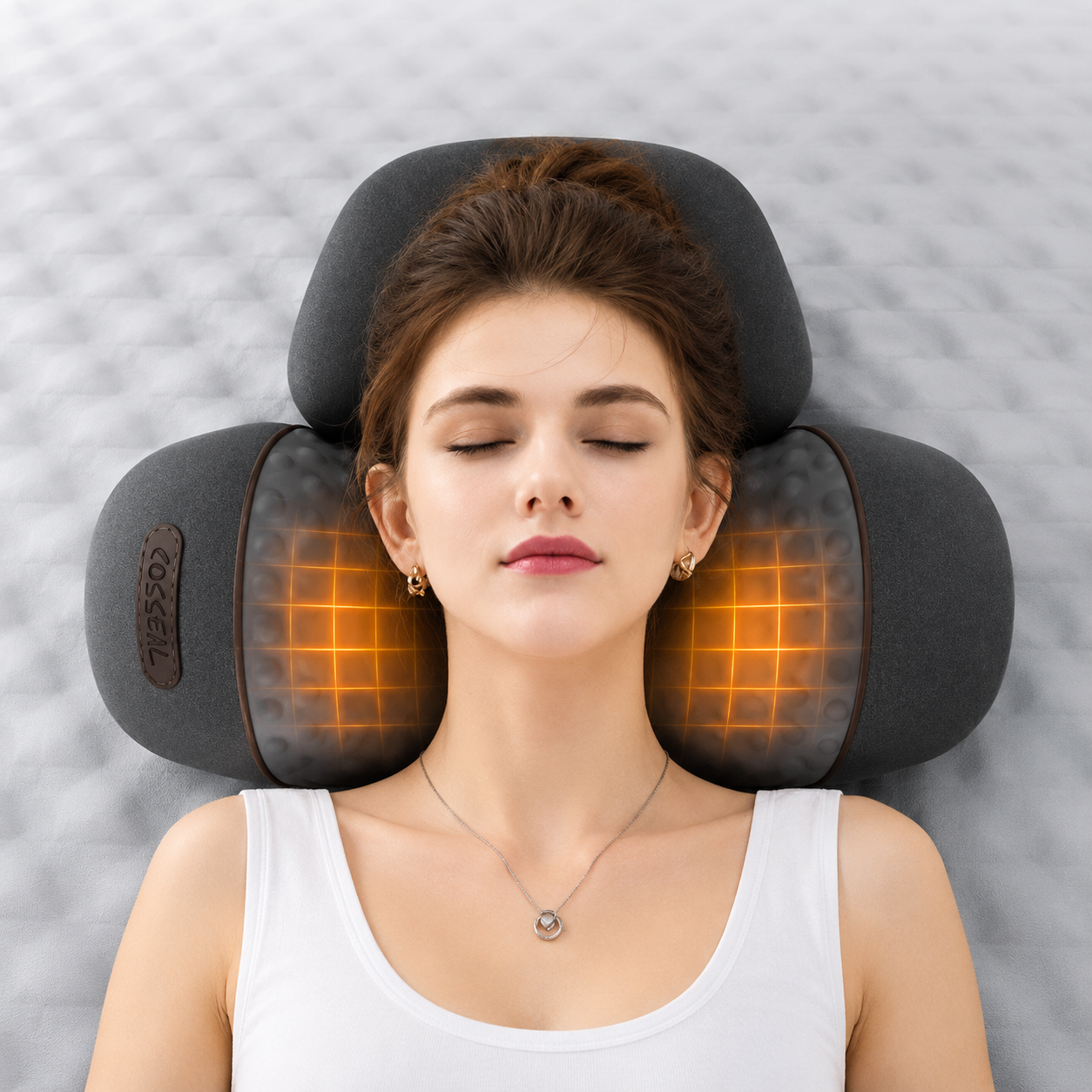 Norvela DeepRest Ergonomic Neck Support Pillow with Heat & Massage